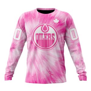 Personalized NHL Edmonton Oilers Crewneck Sweatshirt Special Pink Tie Dye Unisex Shirt 1
