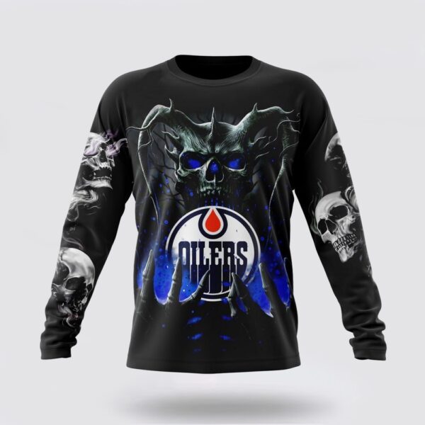 Personalized NHL Edmonton Oilers Crewneck Sweatshirt Special Skull Art Design