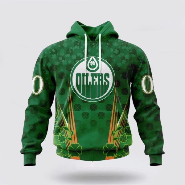 Personalized NHL Edmonton Oilers Hoodie Full Green Design For St Patrick’s Day 3D Hoodie