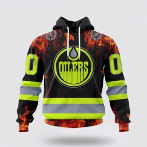 Personalized NHL Edmonton Oilers Hoodie Special Design Honoring Firefighters 3D Hoodie 2 1
