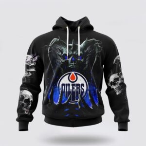 Personalized NHL Edmonton Oilers Hoodie Special Skull Art Design 3D Hoodie 1 1