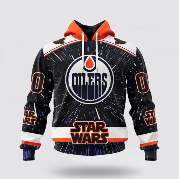 Personalized NHL Edmonton Oilers Hoodie X Star Wars Meteor Shower Design 3D Hoodie