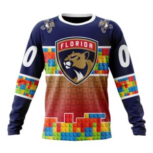 Personalized NHL Florida Panthers Crewneck Sweatshirt Autism Awareness Design 1