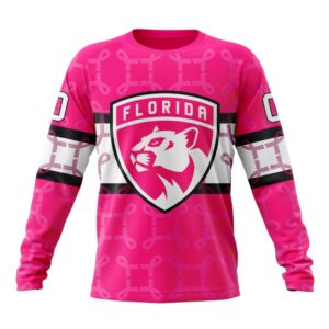 Personalized NHL Florida Panthers Crewneck Sweatshirt I Pink I Can In October We Wear Pink Breast Cancer 1