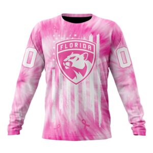 Personalized NHL Florida Panthers Crewneck Sweatshirt Special Pink Tie Dye Unisex Shirt 3