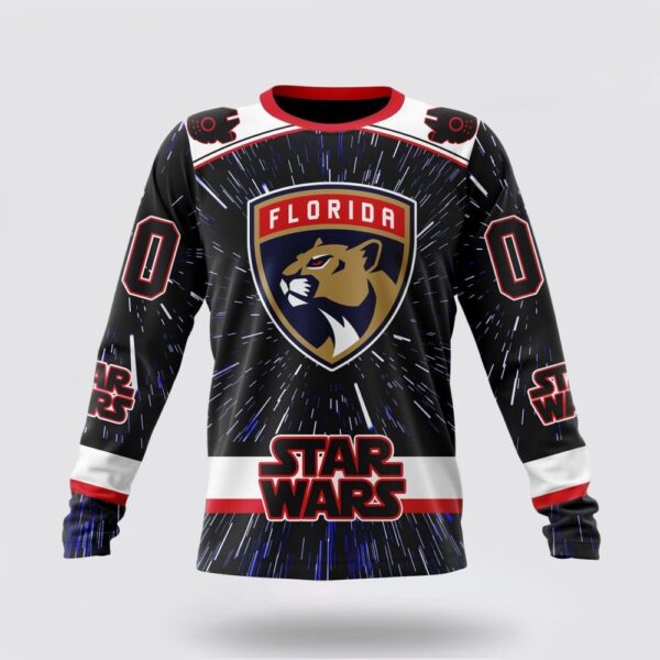Personalized NHL Florida Panthers Crewneck Sweatshirt X Star Wars Meteor Shower Design