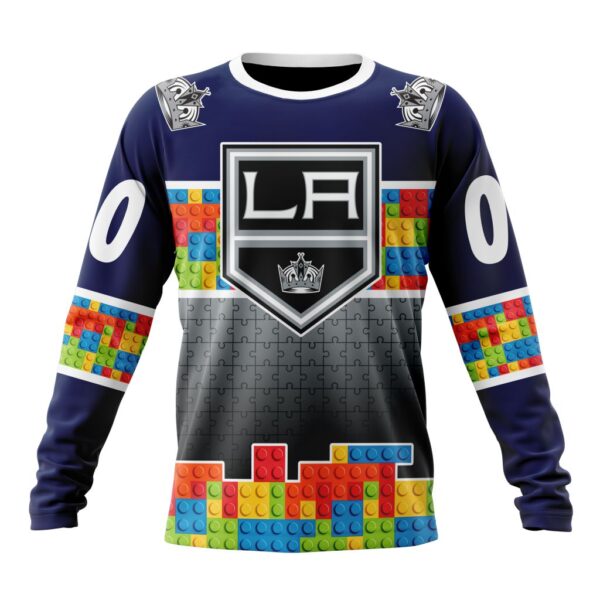 Personalized NHL Los Angeles Kings Crewneck Sweatshirt Autism Awareness Design