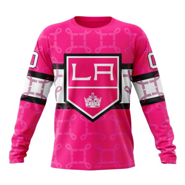 Personalized NHL Los Angeles Kings Crewneck Sweatshirt I Pink I Can In October We Wear Pink Breast Cancer