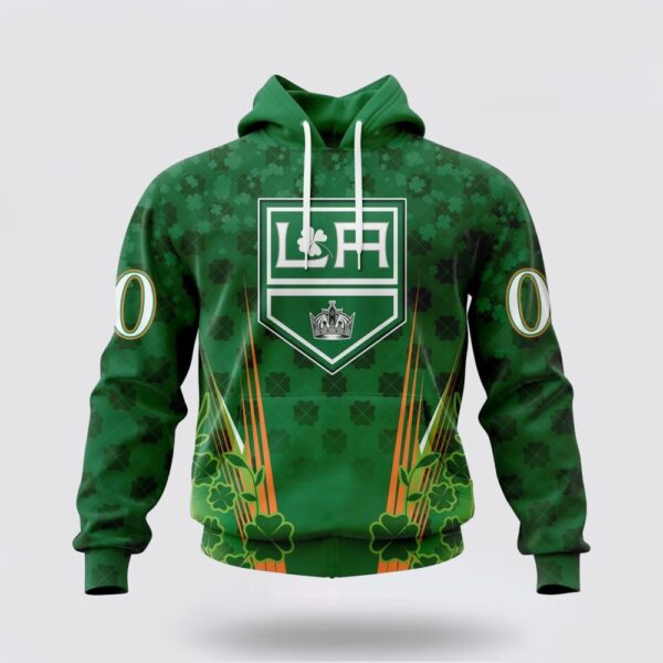 Personalized NHL Los Angeles Kings Hoodie Full Green Design For St Patrick’s Day 3D Hoodie