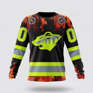 Personalized NHL Minnesota Wild Crewneck Sweatshirt Special Design Honoring Firefighters 1