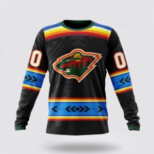 Personalized NHL Minnesota Wild Crewneck Sweatshirt Special Native Heritage Design 1