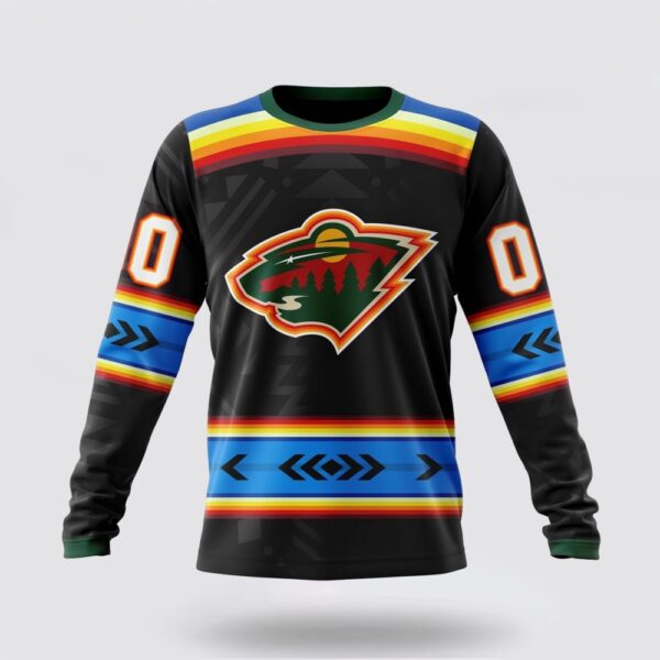 Personalized NHL Minnesota Wild Crewneck Sweatshirt Special Native Heritage Design