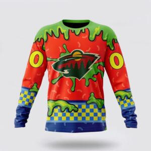 Personalized NHL Minnesota Wild Crewneck Sweatshirt Special Nickelodeon Design 1