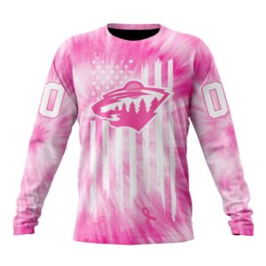 Personalized NHL Minnesota Wild Crewneck Sweatshirt Special Pink Tie Dye Unisex Shirt 1