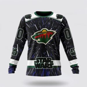 Personalized NHL Minnesota Wild Crewneck Sweatshirt X Star Wars Meteor Shower Design 1