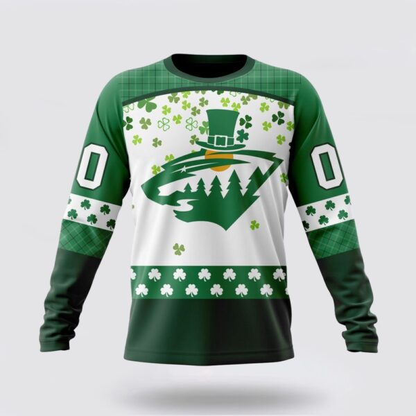 Personalized NHL Minnesota Wild Crewneck Sweatshirt Special Design For St Patrick Day