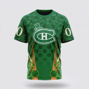 Personalized NHL Montreal Canadiens 3D T Shirt Full Green Design For St Patricks Day Unisex Tshirt 1