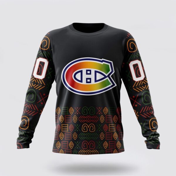 Personalized NHL Montreal Canadiens Crewneck Sweatshirt Special Design For Black History Month