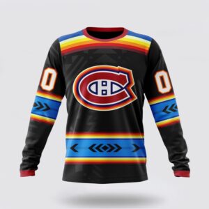 Personalized NHL Montreal Canadiens Crewneck Sweatshirt Special Native Heritage Design 1