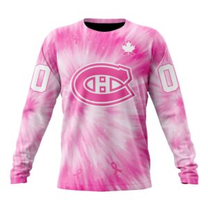 Personalized NHL Montreal Canadiens Crewneck Sweatshirt Special Pink Tie Dye Unisex Shirt 1