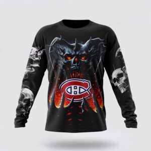 Personalized NHL Montreal Canadiens Crewneck Sweatshirt Special Skull Art Design 1