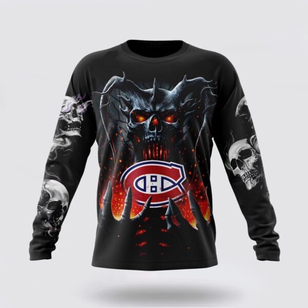 Personalized NHL Montreal Canadiens Crewneck Sweatshirt Special Skull Art Design