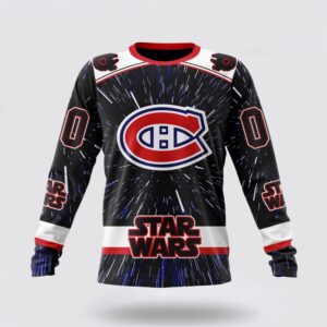 Personalized NHL Montreal Canadiens Crewneck Sweatshirt X Star Wars Meteor Shower Design 1