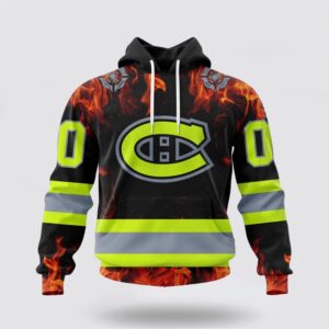 Personalized NHL Montreal Canadiens Hoodie Special Design Honoring Firefighters 3D Hoodie 2 1