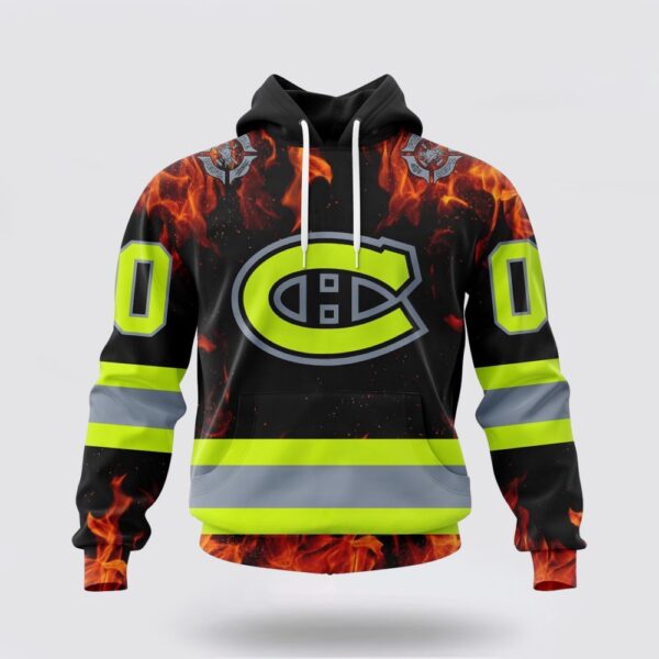 Personalized NHL Montreal Canadiens Hoodie Special Design Honoring Firefighters 3D Hoodie