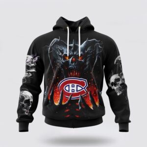 Personalized NHL Montreal Canadiens Hoodie Special Skull Art Design 3D Hoodie 1 1