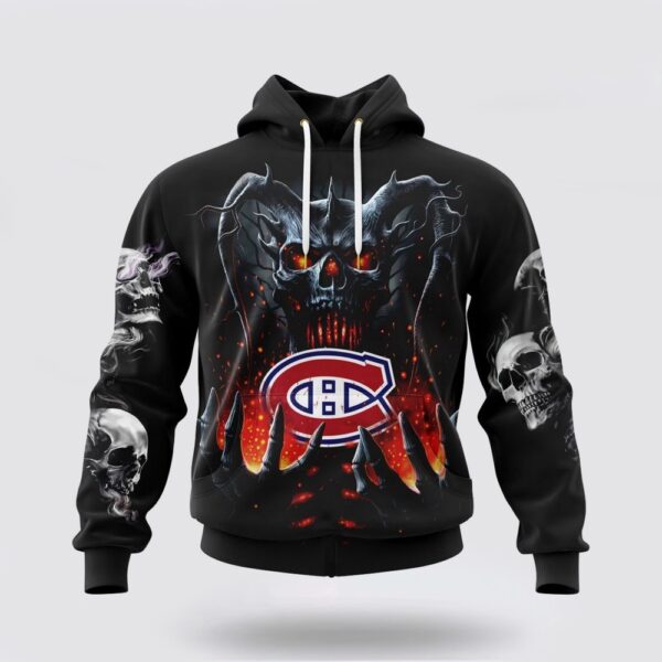 Personalized NHL Montreal Canadiens Hoodie Special Skull Art Design 3D Hoodie