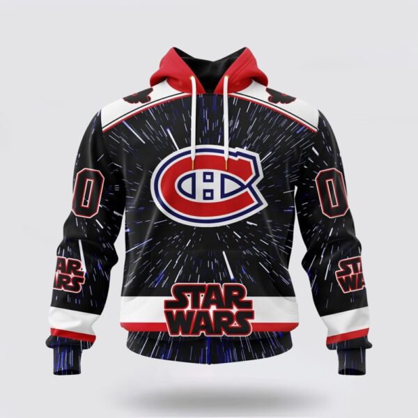 Personalized NHL Montreal Canadiens Hoodie X Star Wars Meteor Shower Design 3D Hoodie