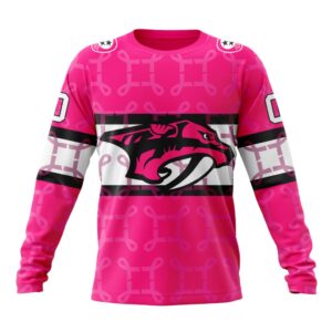 Personalized NHL Nashville Predators Crewneck Sweatshirt I Pink I Can In October We Wear Pink Breast Cancer 1