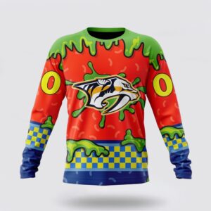 Personalized NHL Nashville Predators Crewneck Sweatshirt Special Nickelodeon Design 1