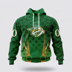 Personalized NHL Nashville Predators Hoodie Full Green Design For St Patricks Day 3D Hoodie 2 1