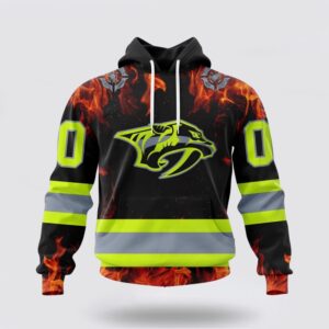 Personalized NHL Nashville Predators Hoodie Special Design Honoring Firefighters 3D Hoodie 2 1