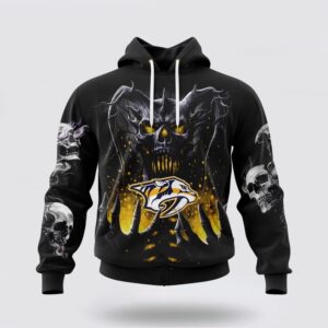 Personalized NHL Nashville Predators Hoodie Special Skull Art Design 3D Hoodie 1 1