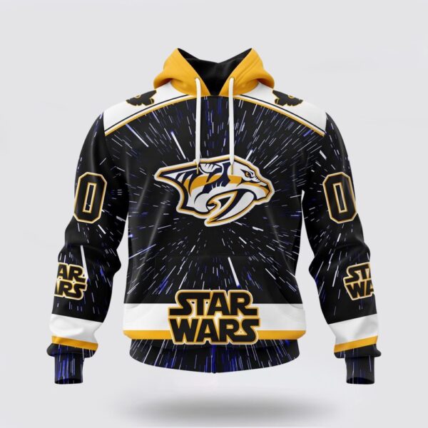 Personalized NHL Nashville Predators Hoodie X Star Wars Meteor Shower Design 3D Hoodie