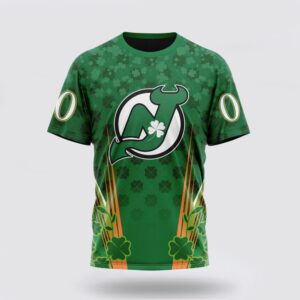 Personalized NHL New Jersey Devils 3D T Shirt Full Green Design For St Patricks Day Unisex Tshirt 1