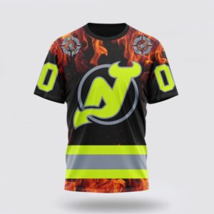 Personalized NHL New Jersey Devils 3D T Shirt Special Design Honoring Firefighters Unisex Tshirt 1