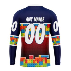 Personalized NHL New Jersey Devils Crewneck Sweatshirt Autism Awareness Design 2