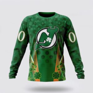 Personalized NHL New Jersey Devils Crewneck Sweatshirt Full Green Design For St Patricks Day 1