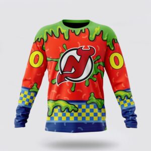 Personalized NHL New Jersey Devils Crewneck Sweatshirt Special Nickelodeon Design 1