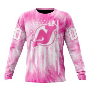 Personalized NHL New Jersey Devils Crewneck Sweatshirt Special Pink Tie Dye Unisex Shirt 1