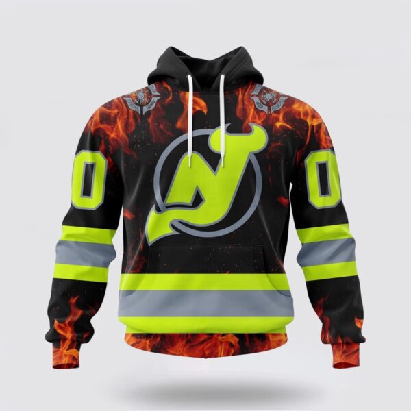 Personalized NHL New Jersey Devils Hoodie Special Design Honoring Firefighters 3D Hoodie