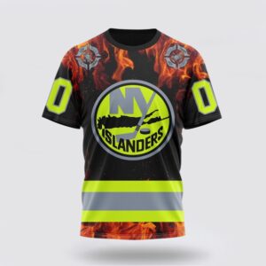 Personalized NHL New York Islanders 3D T Shirt Special Design Honoring Firefighters Unisex Tshirt 1