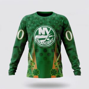 Personalized NHL New York Islanders Crewneck Sweatshirt Full Green Design For St Patricks Day 1