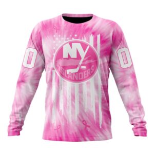 Personalized NHL New York Islanders Crewneck Sweatshirt Special Pink Tie Dye Unisex Shirt 1