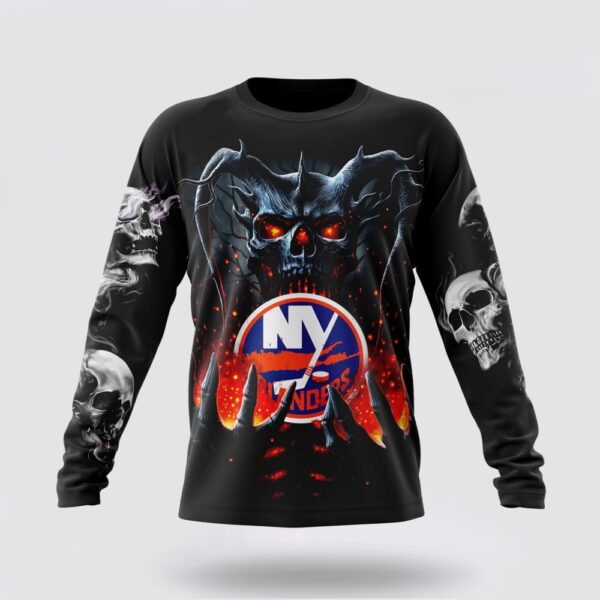 Personalized NHL New York Islanders Crewneck Sweatshirt Special Skull Art Design