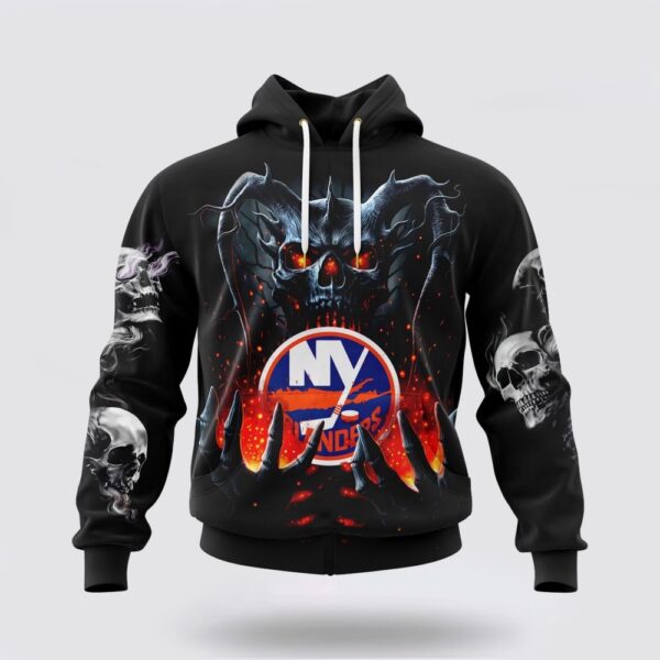 Personalized NHL New York Islanders Hoodie Special Skull Art Design 3D Hoodie